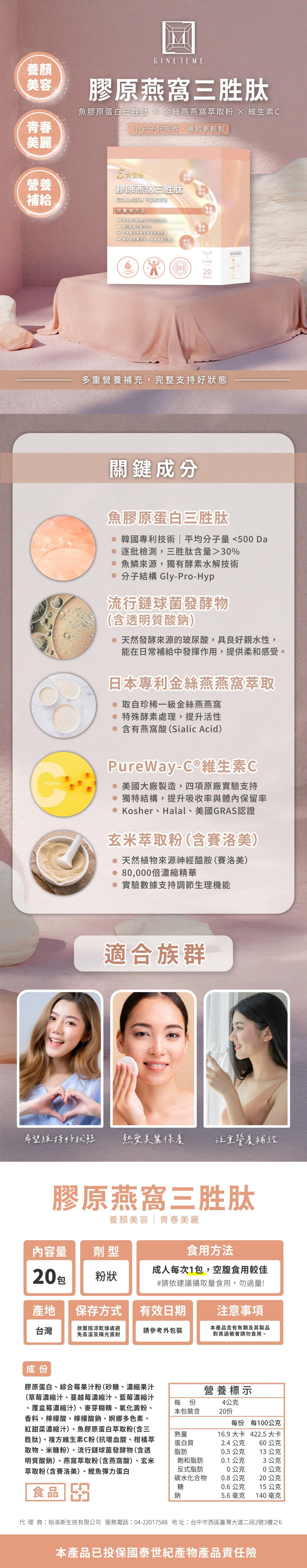 膠原燕窩三胜肽 詳細資訊